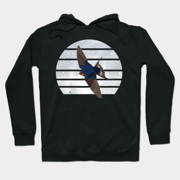 Barn Swallow Winter Snow Bird Watching Birding Ornithologist Gift Hoodie by jzbirds